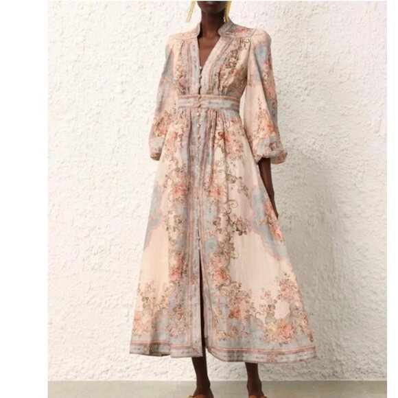 Zimmermann August Plunge Midi Dress - Picture 1 of 14